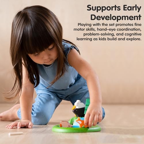 PlanToys® Wooden Animal Toy Set for Toddlers, 16 Pcs Montessori Forest Play - Image 6