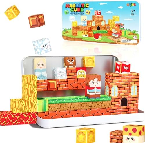 Mini Magnetic Building Blocks Travel Set with Case, 45pcs Travel Toys by Odjas
