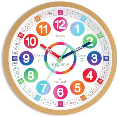 Roymnie 14" Wall Clock for Kids Learning Silent Battery Operated Teaching by Unknown