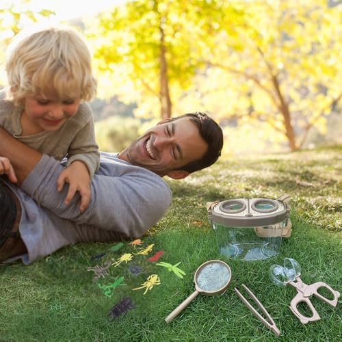 Bug Catcher Kit, Kids Bug Collection Kit, Outdoor Nature Explorer Kit, Science Educational Kit with Tweezers, Magnifying Glass, Bug Observation Container(Gold) - Image 7