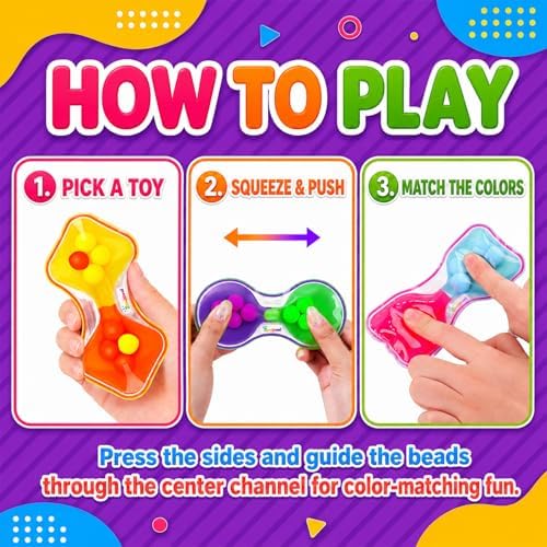 Sensory Fidget Toys for Kids Toddler: 4 Pack Color Sorting Squeeze Toys - Image 2