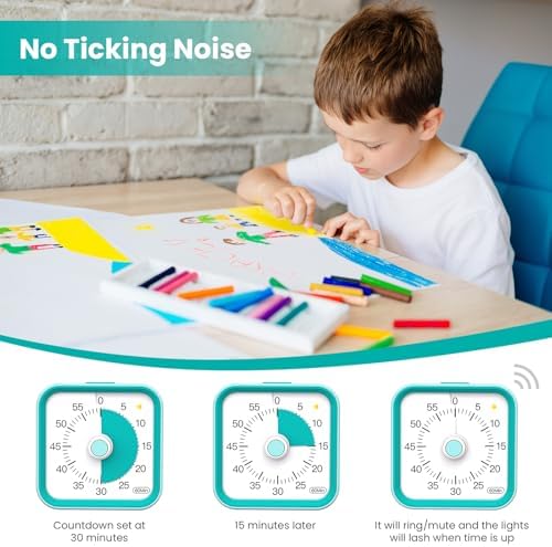Visual Timer for Kids, Cute Timer with Pause Function, Green - Image 5
