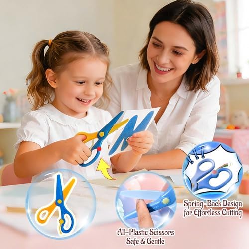 Safety Scissors for Kids Ages 2-4 with 40 Colored Cardstock Paper Templates, Safety Scissors for Kids Ages 2-4, Toddler Scissor Skills Activity Book, Toddler Scissor Skills, Colored Cardstock Paper - Image 5