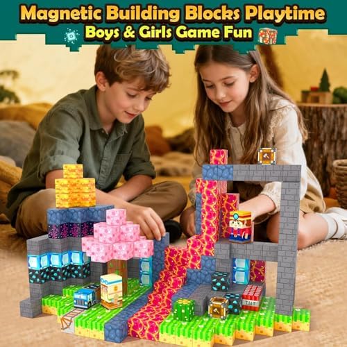 Soyee Magnetic Blocks 150 PCS Building Toys for Ages 4-8 9-12 3-5 Forest & Mine Theme Magnet Building Cubes STEM Sensory Toys for Kids for Boys & Girls - Image 3