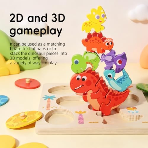 Upgraded Montessori Dinosaur Puzzle for Toddlers, 3-Piece T-Rex Puzzle + 5 Egg-Shaped Matching Puzzles, Safe Wooden Educational Toy for 1-3 Years 2-4 Years Old Boys Girls, - Image 3