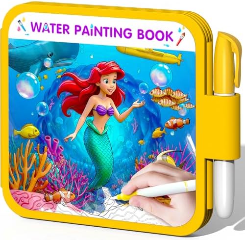 ZHOC Reusable Water Painting Books for Kids – Magic Water Reveal Coloring Books with Water Pens (Mermaid) No-Mess Coloring Book Fun Travel Activity for Ages 3 4 5 6 7 8 by ZHOC