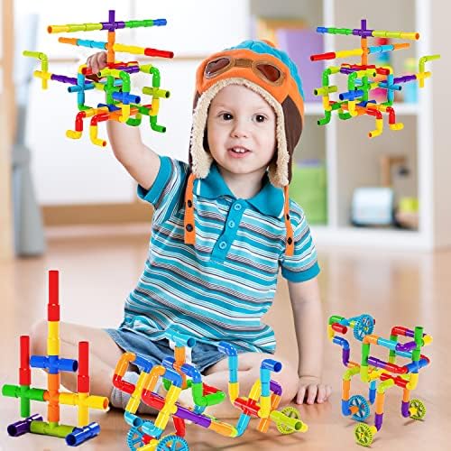burgkidz STEM Tube Building Set: 188 Pcs Build Cars w/Wheels & Tub - Image 4