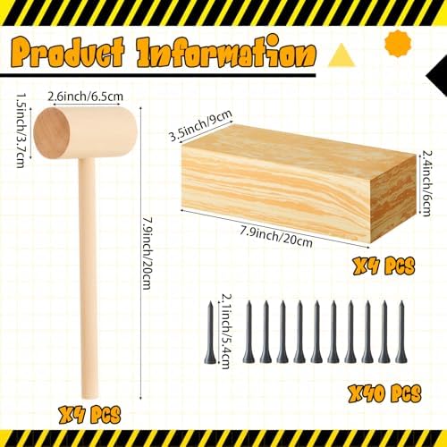 Realspring 4 Set Wooden Hammer Toys Kids Hammer Pounding Toy - Image 2