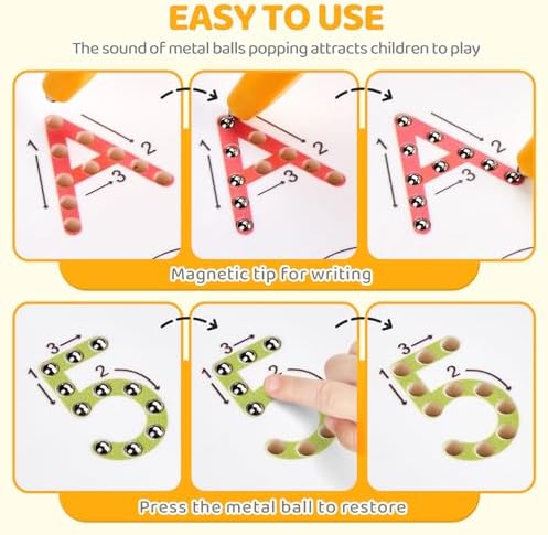 GAMENOTE Magnetic Letter Number Board Double Sided, ABC 123 Tracing Set - Image 3