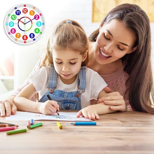 Kids Wall Clock - Non-Ticking, Battery-Operated Time Teaching Clock for Kids, Ideal for Children’s Bedrooms, Playrooms, and Stylish Home Décor – White, 10 Inch - Image 7