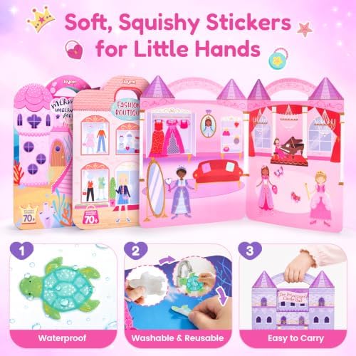JoyCat Reusable Dress-Up Sticker Books, 3-Pack, Princess Mermaid Fashion - Image 5