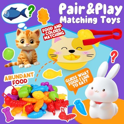 Counting Animals Color Sorting Toys for Kids,Montessori Preschool Learning Animals Matching Feeding Sorting Games Christmas Stocking Stuffers Gifts for Boys Girls Ages 3+ - Image 3