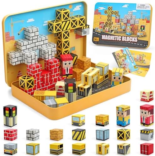 54 Pcs Mini Magnetic Blocks Travel Toys with Iron (Yellow) by Unknown