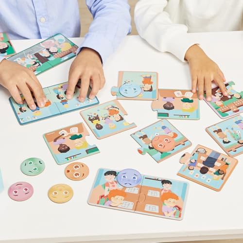 Miniland Emotiduos | Anti-Bullying Board Game for Kids +2. Includes 10 Puzzles, 8 Emotion Faces and Educational Guide. - Image 3