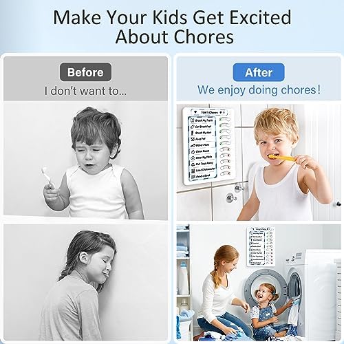 Chore Chart for Kids Dry Erase Chore Board ADHD Tools for Kids to Do List Checklist Task Board Routine Chart Planning Board for Fridge with 10 Sliders and Magnetic Marker, White and Blue, 2 Pack - Image 6