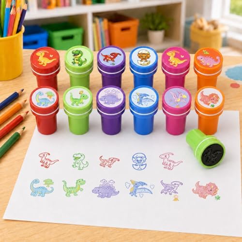 Cinrobiye 24 Pcs Dinosaur Stampers Party Favor Set, Cute Dino Stamps for Kids Birthday Party, Classroom Rewards, Carnival Prizes, Goody Bag Fillers, Dinosaur Themed Party Supplies - Image 4
