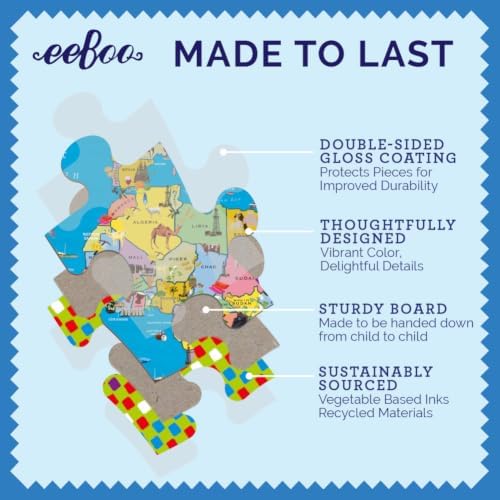 eeBoo World Map 100 Piece Children's Puzzle, 27" x 18" Geography Themed - Image 4