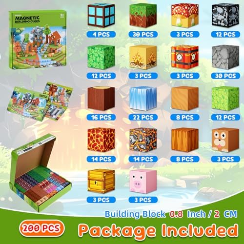 200PCS Magnetic Building Blocks, STEM Sensory Construction Set for Ages 3+ - Image 3