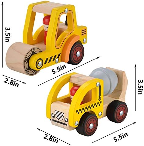Wooden Push Car Toys for Toddlers 1-3, 2Pcs Baby Vehicle Hand Push Car - Image 2