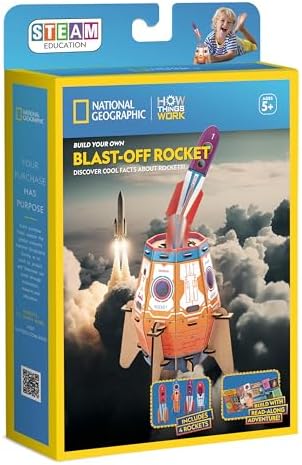National Geographic Educational Kit to Build Your Own Rocket for Kids Ages 5+ 16cm x 26cm x 6cm by University+Games
