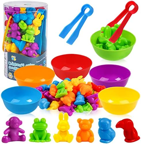 TSYAN Counting Animals Matching Games Sensory Toys with Sorting Bowls Preschool Learning Activities Color Classification Montessori Educational Toys Set Gift for Boys Girls Toddlers Toys Age 3+ by TSYAN
