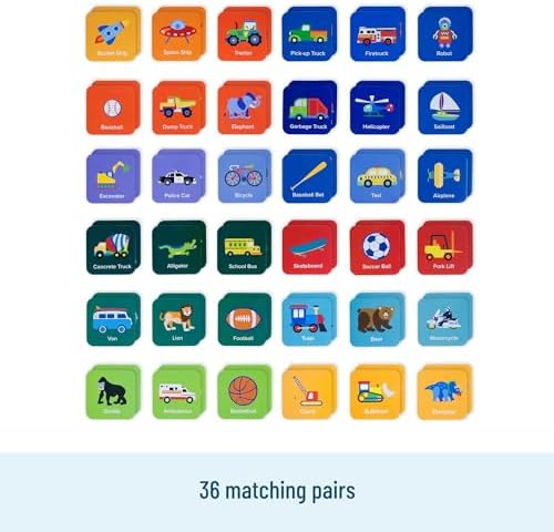 Wildkin Memory Matching Game – 36 Educational Pairs for Toddlers & Preschool - Boy - Image 3
