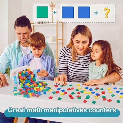 Jexine 400 Pcs Foam Square Counters Color Tiles Square Color Sorting Tiles Math Counters Manipulatives, Sorting Toy, Counting, Learning, Classroom Crafts, Bingo for Kids with Storage Box - Image 4