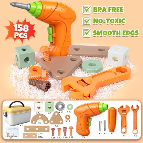 YongnKids 158 Pcs Kids Tool Set with Drill for Boys Girls Age 3-8 - Image 6