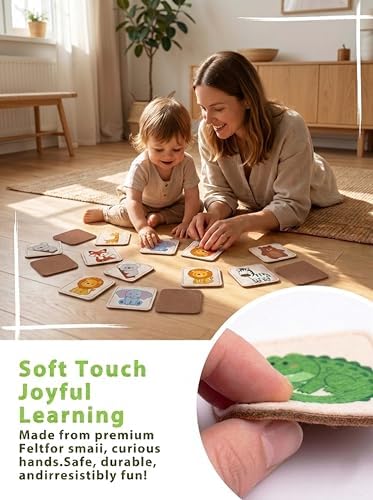 Felt Matching Game for Toddlers, Animal Montessori ToysTravel Toys or 1-3 Memory Flash Cards for 2 3 Year Old, Soft Safe Preschool Educational Gifts for Boys Girls - Image 4