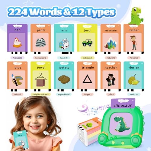 MindPal Talking Flash Cards for Toddler, Kids Learning Toys, Children's Sensory Education Speech Therapy Toys,Montessori Learning Educational Present for 3+ Year Old with 224 Sight Words - Image 2