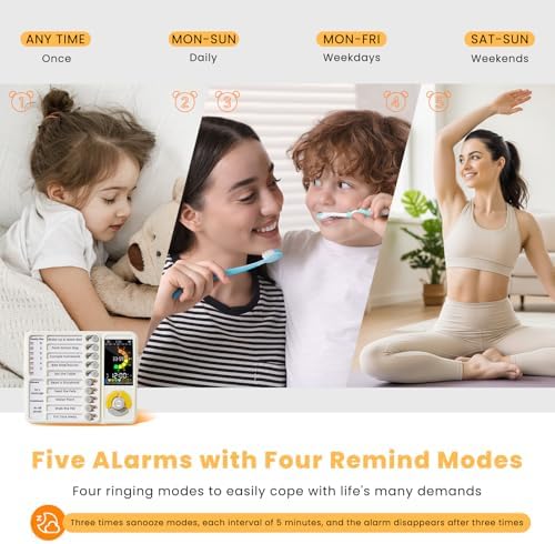5 IN 1 Visual Timer for Kids/Adults with Chore Chart, ADHD Tools 12/24H Silent Task Timer and Pomodoro Timer, ADHD & Autism Sensory Products, Visual Schedule for Kids Back to School Supplies Off-white - Image 4