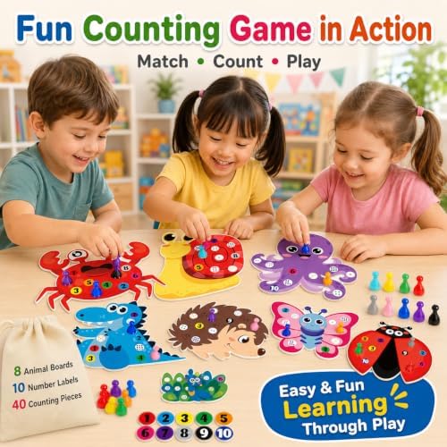Cinrobiye Animal Counting Game for Kids, Number Matching Game 1-10 with Cute Animal Boards, Fun Educational Activity Games Set for Family Play, Party & Classroom Use - Image 5