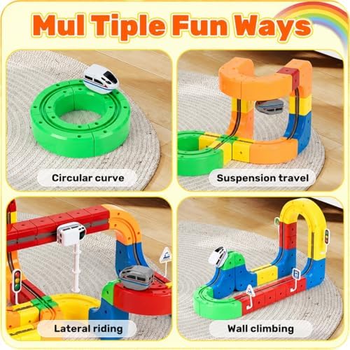 Electric Train Track Set for Kids 3 4 5 6 7 8 Years Old, 3D Flexible Race Track Building Toy with Motorized Train, Modular STEM Learning Toy for Boys and Girls (81Pcs) - Image 3