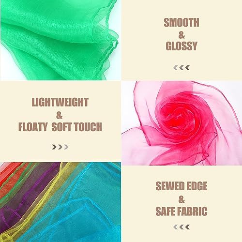 15 Colors Silky Dance Scarves Music Movement Scarves for Kids Play (60) - Image 4