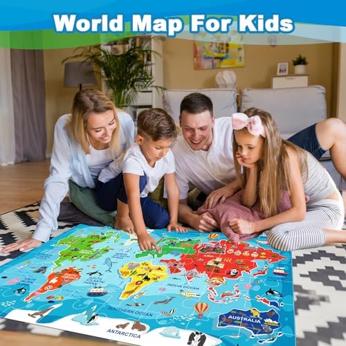 48 Pcs World Map Puzzle for Kids, Floor Puzzles for Kids Ages 4-8 - Image 6