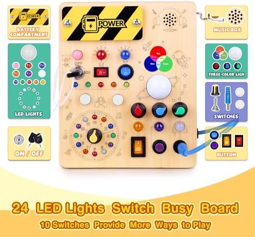 Grarain Busy Board for Toddlers - Montessori Educational Toy for 1-3 Year Old Boys & Girls | Travel-Friendly Sensory Learning Activity | Ideal for Kids with Autism(Busy Board v5) - Image 5