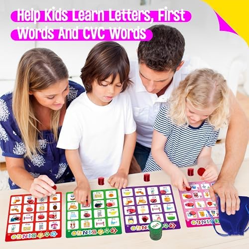 SpriteGru Alphabet & CVC Bingo Game, 12 Bingo Board ABC Letters, CVC Words Phonetic Game, Letters Phonetic Awareness Early Educational Learning Toys - Ages 4 and up, Perfect for Classroom & At Home - Image 5