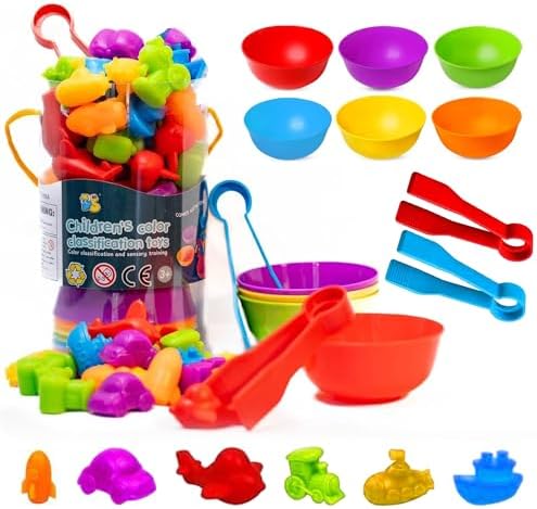Montessori Sorting Toy for Toddlers– Fine Motor Skills, Sensory Bin & Preschool Learning Toys, Color Sorting Toys for Kids 3-5 Years, Learning Activities and Early Educational Toy by BigHeartToys