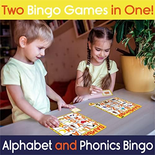 Alphabet and Phonics Bingo - ABC Learning Letter Recognition and CVC Words with Pictures - Phonics Games for Kids Ages 3-7 yrs Preschool Kindergarten - Image 3