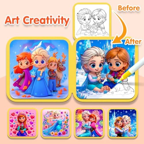 ZHOC Reusable Water Painting Books for Kids – Magic Water Reveal Coloring Books with Water Pens (Ice World) No-Mess Coloring Book Fun Travel Activity for Ages 3 4 5 6 7 8 - Image 6