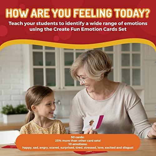 CreateFun 50 Emotions Flash Cards V2 - Therapy Photo Cards for Autism, ESL - Image 2