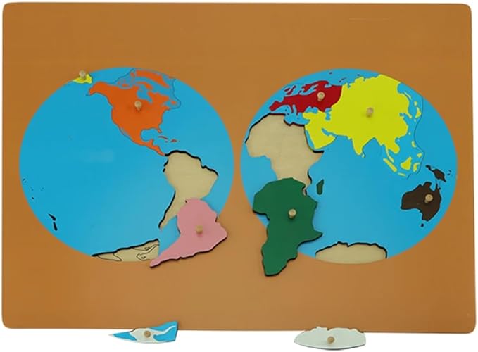 Scientific Culture World Puzzles Map with Knob 3D Puzzle Game Geography Learning Wood Maps Color Board Montessori Scientific Geography World Map Educational Teaching Toys (World Part) by Unknown