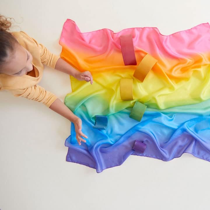Sarah's Silks Set of 5 Enchanted Playsilks - 100% Silk Play Scarves for Kids and Toddlers | Bright Colored 35" Large Square Scarves Perfect for Dance, Imaginative and Pretend Play - Image 5