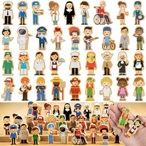 Kathfly 36 Pcs Wooden Community Helpers People, Career Figures Toy - Image 4