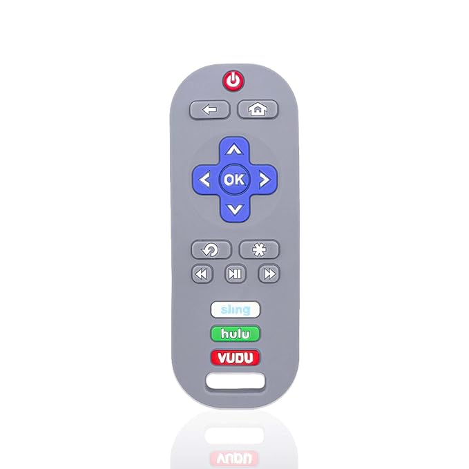 Silicone Baby Teething Toys, TV Remote Control Shape Silicone Teethers, BPA Free, Sustainable, Washable, and Non Toxic (Gray)