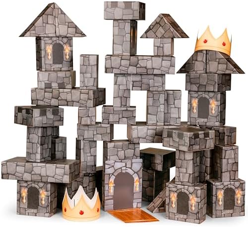 National Geographic Jumbo Cardboard Building Blocks 45-Piece Castle Set by BlueMarbleToys