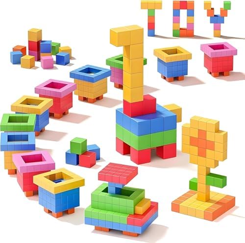 100PCS Magnetic Building Blocks, Sensory Square Construction Set, Ages 3+ by Unknown