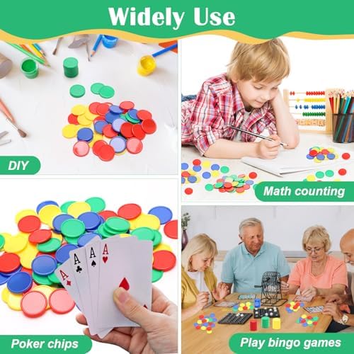 Luxiv 200Pcs Plastic Learning Counters with Storage Box, 4 Colors Bingo Chips 1 Inches Poker Chips Educational Counting Math Counters Manipulatives Round Game Chips Plastic Counters - Image 6
