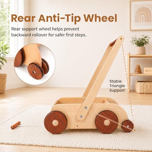 Woodtoe Wooden Baby Walker, Adjustable Speed Push Walker for Toddlers 1-3 - Image 3