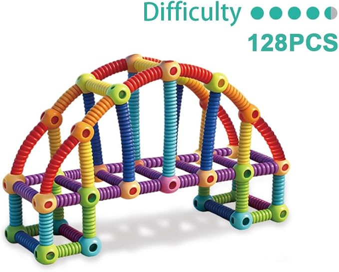 Flexible Building Stick Blocks, 128PCS Building Toys 10 Year Old Boy, Building Rods Blocks Construction Set, Montessori Educational Toy for Boys and Girls - Image 2